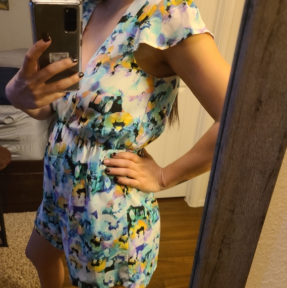 Floral watercolor romper-pink, purple, blu… - Picture 12 of 12